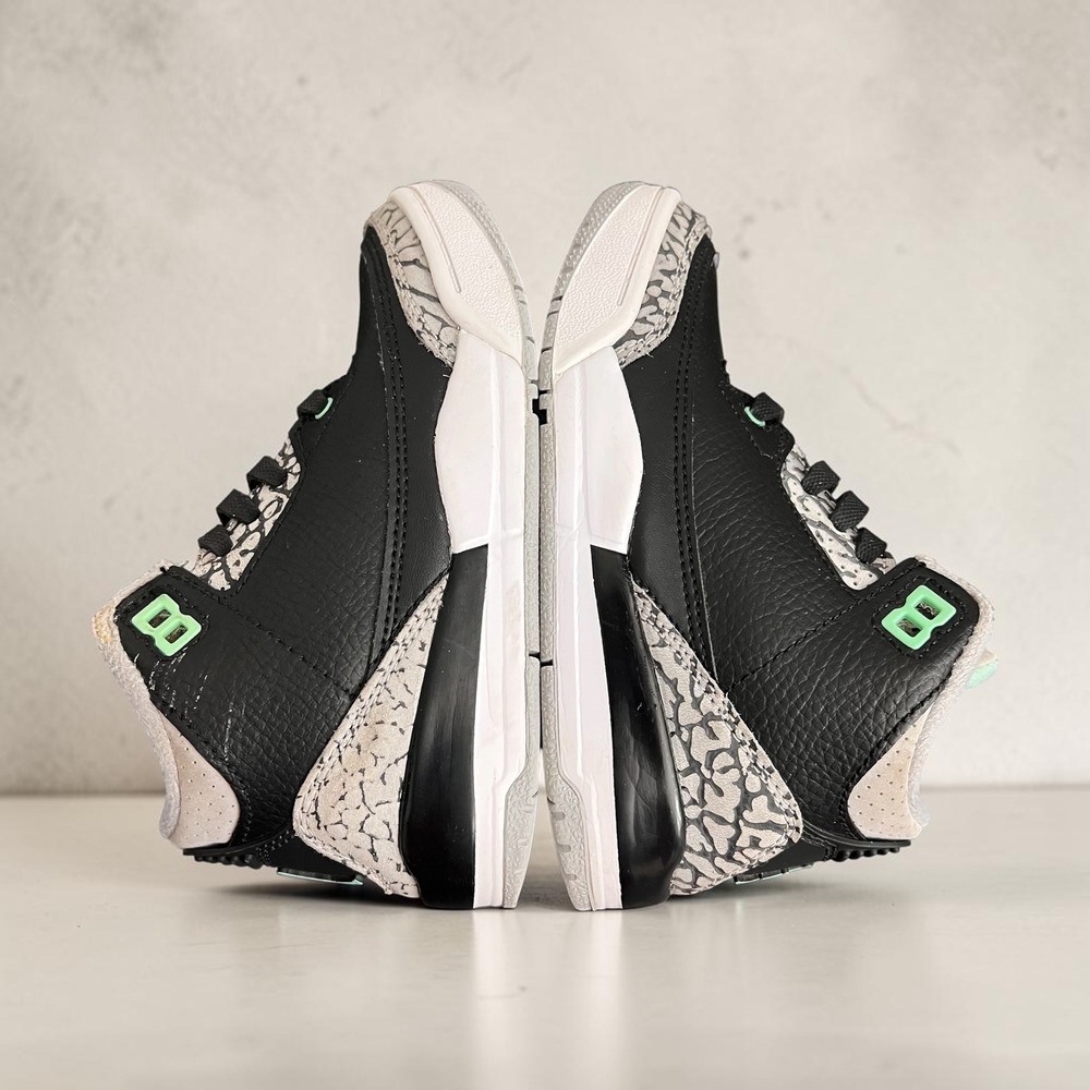 Jordan 3 Retro PS Green Glow Black Wolf Grey DM0966-031 Size 11C Kids Sneakers - Picture 4 of 14